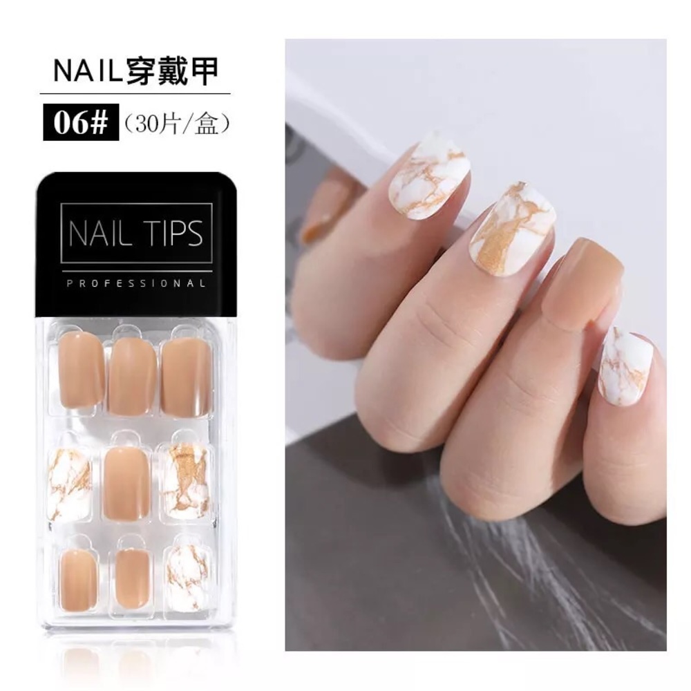 30 Piece Press on Nail- Marble
